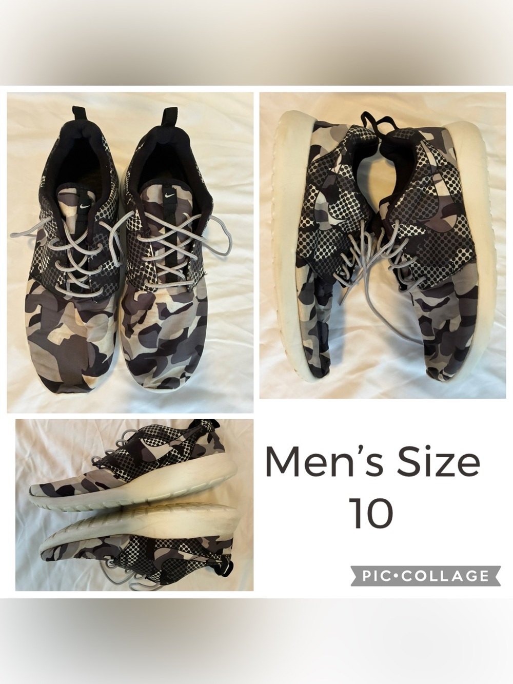 Nike Men’s Camo Sneakers - Black/Gray/White
